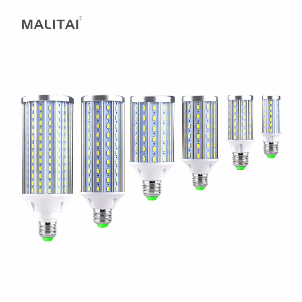 1 шт Высокое Мощность Алюминий PCB охлаждения 5730 SMD светодиодный Кукуруза лампы 85 В постоянного тока-265 V E27 мощностью 10 Вт, 15 Вт, 20 Вт, 25 Вт, 30 Вт, 50 Вт без мерцания Светодиодный точечный светильник