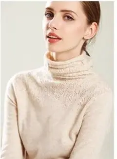 Новое поступление, Женский кашемировый свитер с воротником-хомутом, шерстяной удобный пуловер, сексуальный Повседневный осенний стиль - Цвет: Бежевый
