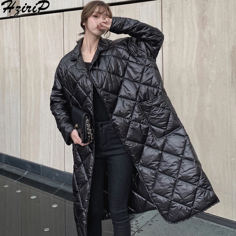 Achat Hzirip 2019 nouveau Design coréen Plaid mode femmes hiver automne mince dentelle solide manteau vêtements épais pour les femmes grande taille