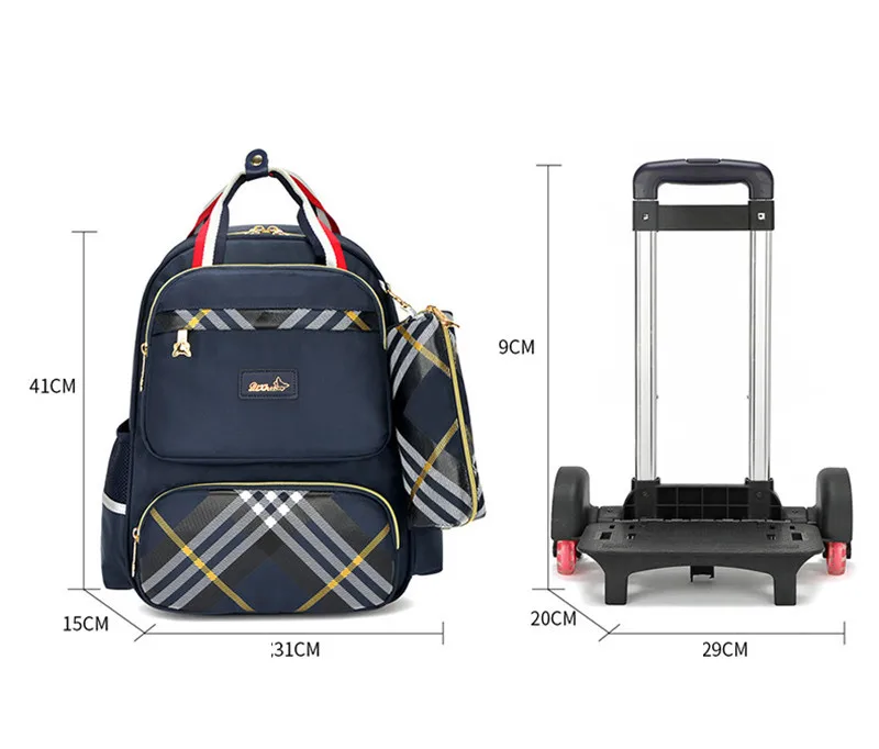 Водонепроницаемый тележка рюкзак для мальчиков и девочек детская школьная сумка колеса Дорожная сумка Чемодан рюкзак дети прокатки