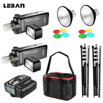 

GODOX 2x AD200 HSS TTL Flash Strobe with Built-in 2.4G Wireless + 2x Light Stand + 2x AD-M Standard Reflector + Carry Bag