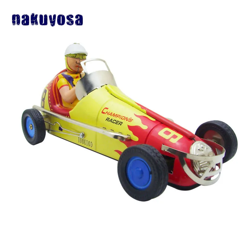 

Simulation Adult Collection Wind Up Tin Toy Metal Vintage Automobiles Champion Racing Car Mechanical Clockwork Toy Gifts