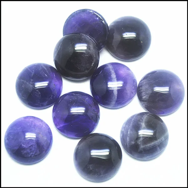 

10pcs Natural Amethysts Stone Cabochons Round shape Size 8mm 10mm 12mm 14mm 16mm 18mm 20mm 25m free shipping stone CABS NO holes