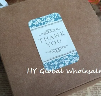 

300PCS/Lot New Vintage Fresh Flower "Thank You" series kraft paper sealing sticker/DIY note gift Labels/Wholesale