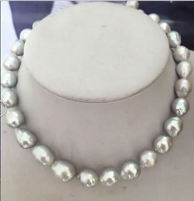 

HOT## Wholesale >>>> gorgeous 12mm natural tahitian silver gray pearl necklace 18inch