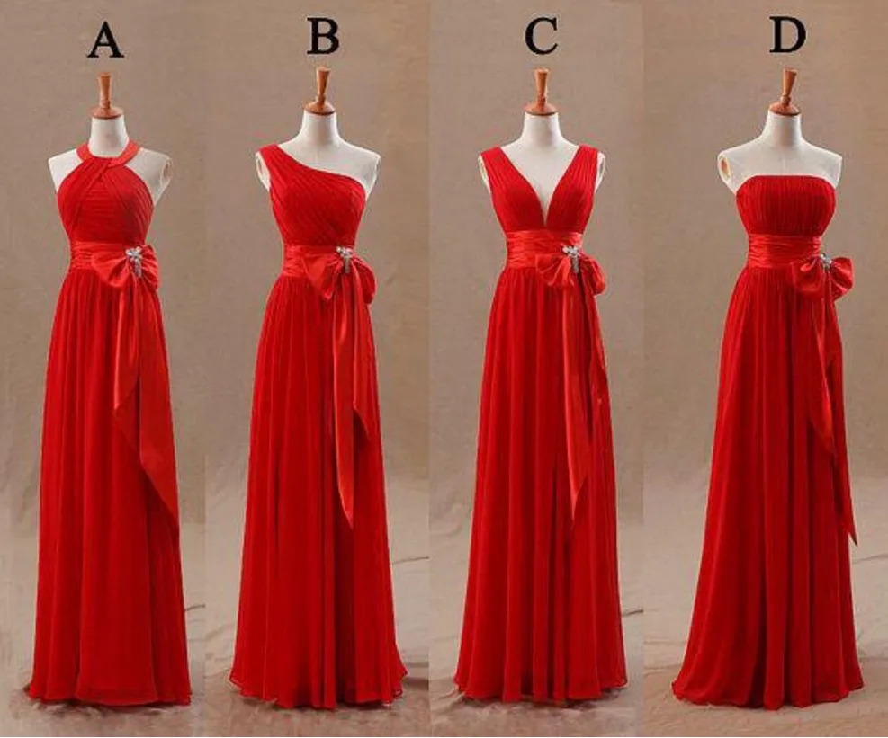 Vestidos dama de honor rojo largo Clearance