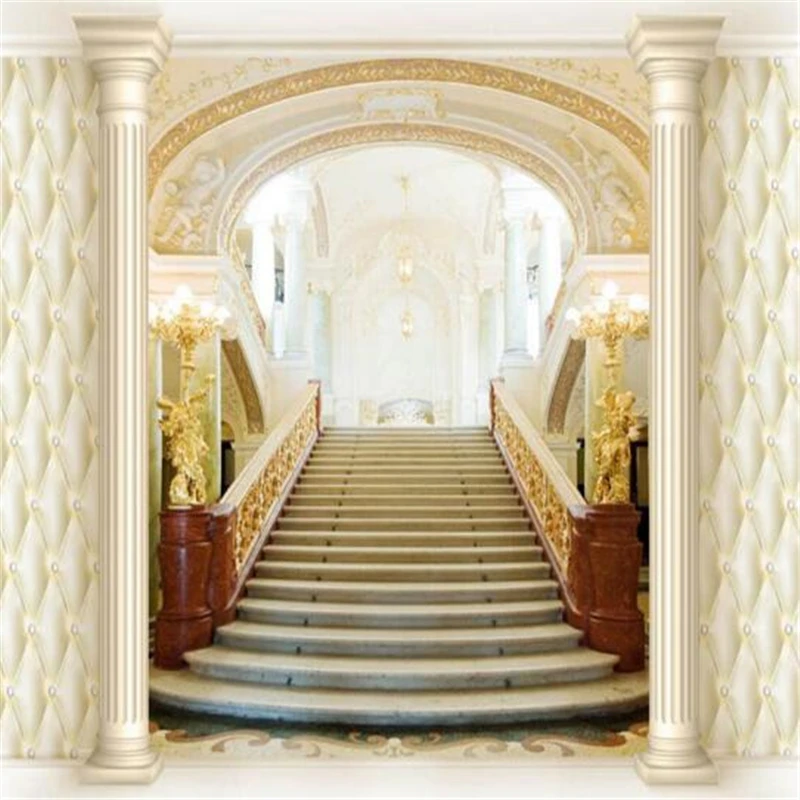 beibehang custom wallpaper art painting modern palace stairs Roman