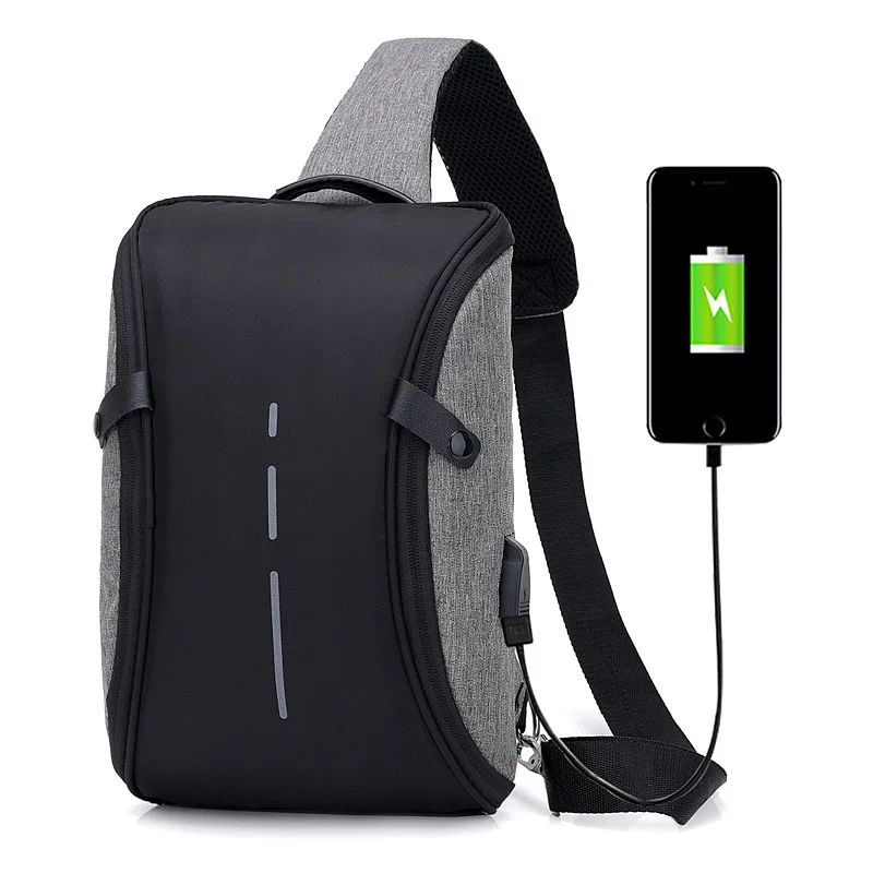 

Creative New Arrival Crossbody Bags Men Anti-theft Chest Pack USB Charging Short Trip Messenger Bag Water Repellent Shoulder Bag