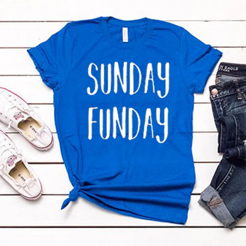 Женская Винтажная Футболка Sunday Funday белая Повседневная футболка с круглым