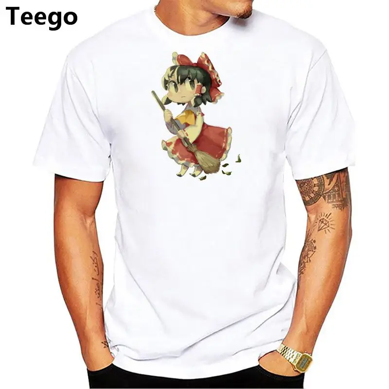 

Touhou Reimu Hakurei TShirt men boy Summer O Neck white youth t shirt casual white print anime t-Shirts men top tees