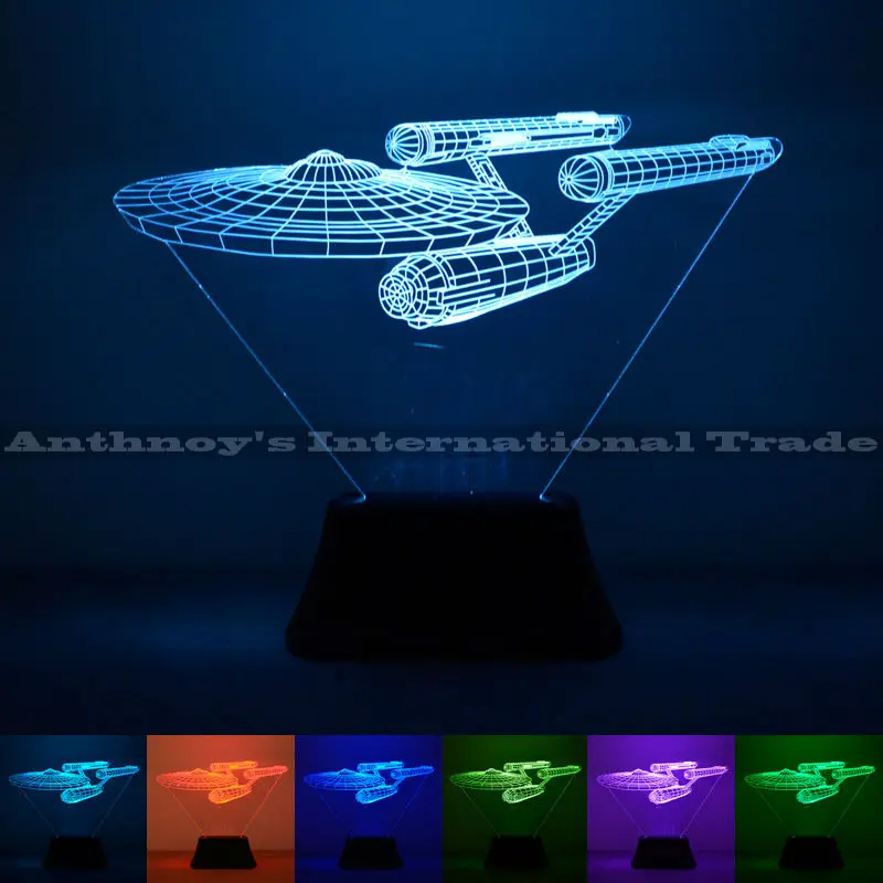 Star Trek Enterprise lamp 7 color changing visual illusion LED lamp 2016 fashion toy 3D light