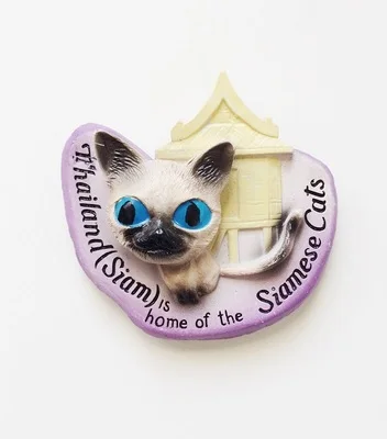 

Siam Thailand Fridge Magnet Siamese Cat Tourism Souvenirs Fridge Magnets Handmade Resin Refrigerator Magnetic Message Stickers