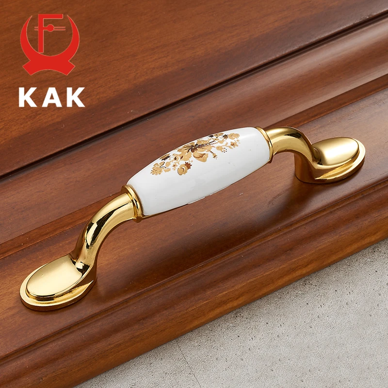 KAK золотые керамические ручки шкафа ящика из цинкового сплава двери мода
