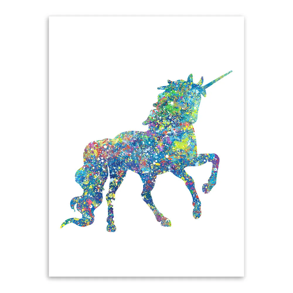 Modern Cat Air Peri Animasi Gambar Kuda Unicorn A4 Art Print