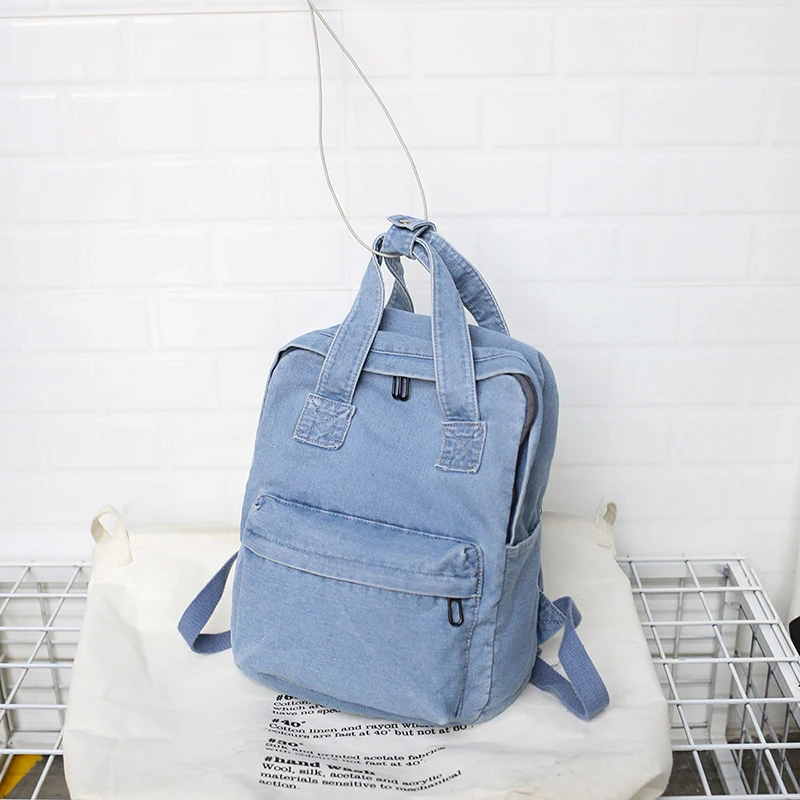 Janespri Women Vintage Washed Denim Jean Backpack Girls Fashion Multifunctional Travel Shoulder Bags Big Campus Mochilas Bolsa  (3)