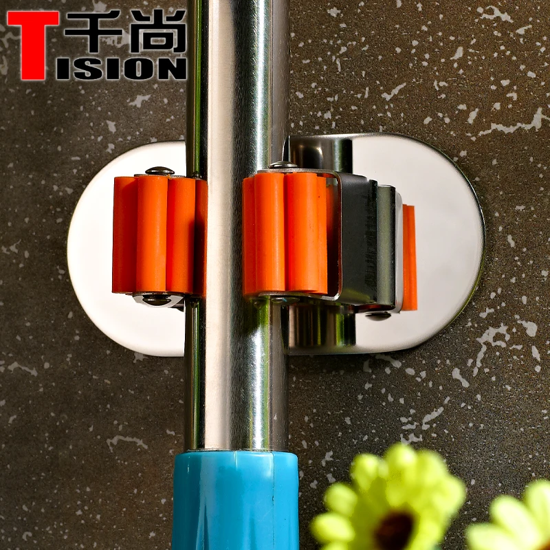 Mop Broom Holder Kitchen Wall Mounted Hanger Storage Rack Bathroom Mop