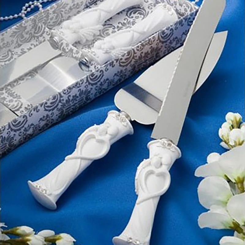  2pcs Stainless Steel cake decorating tools Cutter Server Set Wedding Birthday cake knife Handle Par