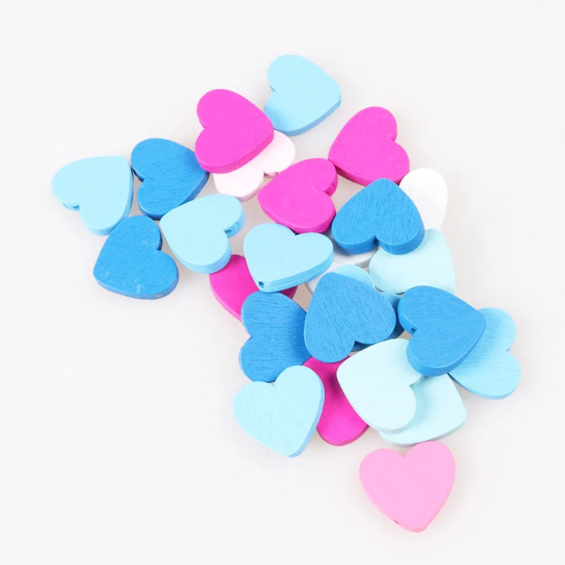 

100pcs Mixed Heart Pattern Wooden Spacer Beads For Jewelry making DIY 23x21mm