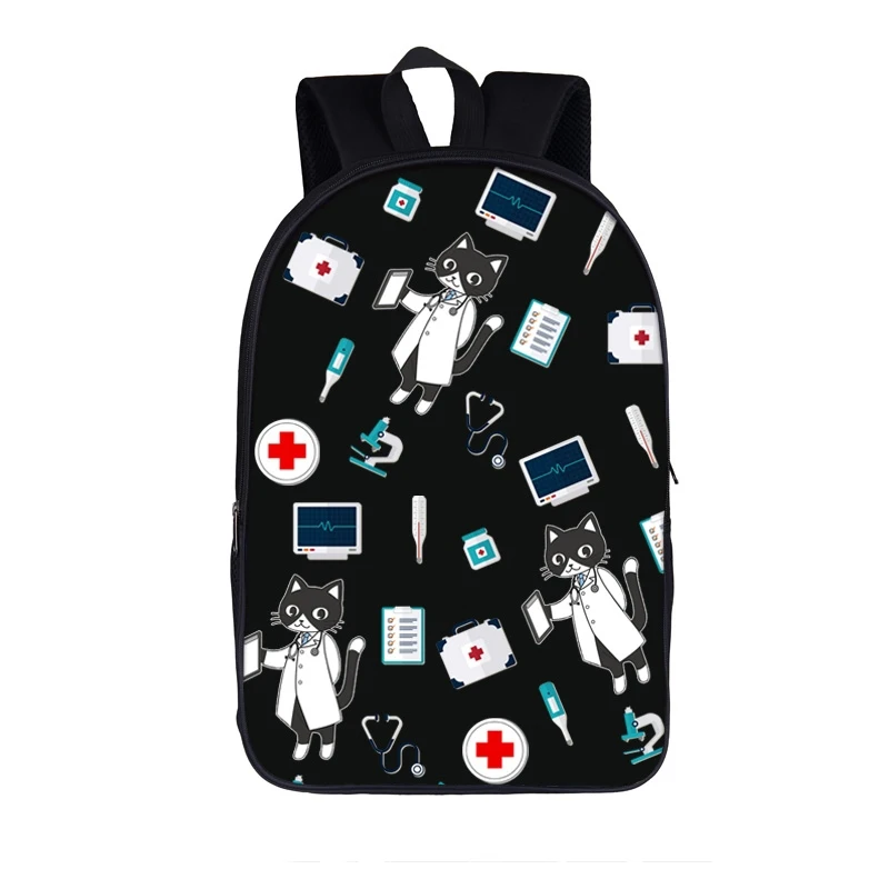 

Kawaii Doctor Bull Terrier Dog/Kitten/Cat Print School Bags For Boys Girls Casual Children Big Schoolbags Bookbagssumka