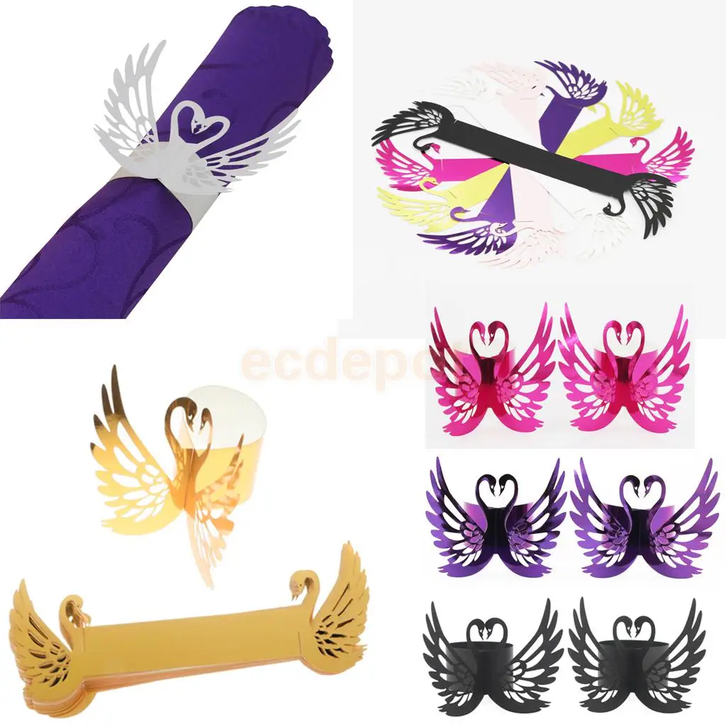 

50pcs Swan Paper Napkin Rings Holders Wedding Party Tableware Decoration