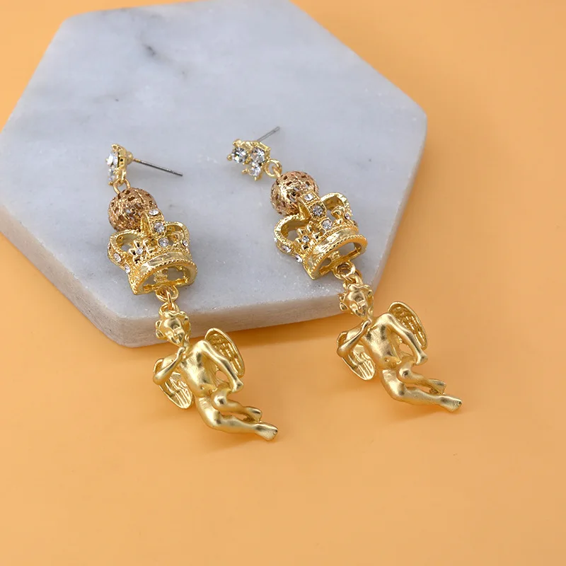 Classic Crown Angel long Earrings for women