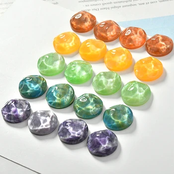 

10pcs Color starry blue effect water wavy special-shaped resin circular patch diy earring hair clip material accessories