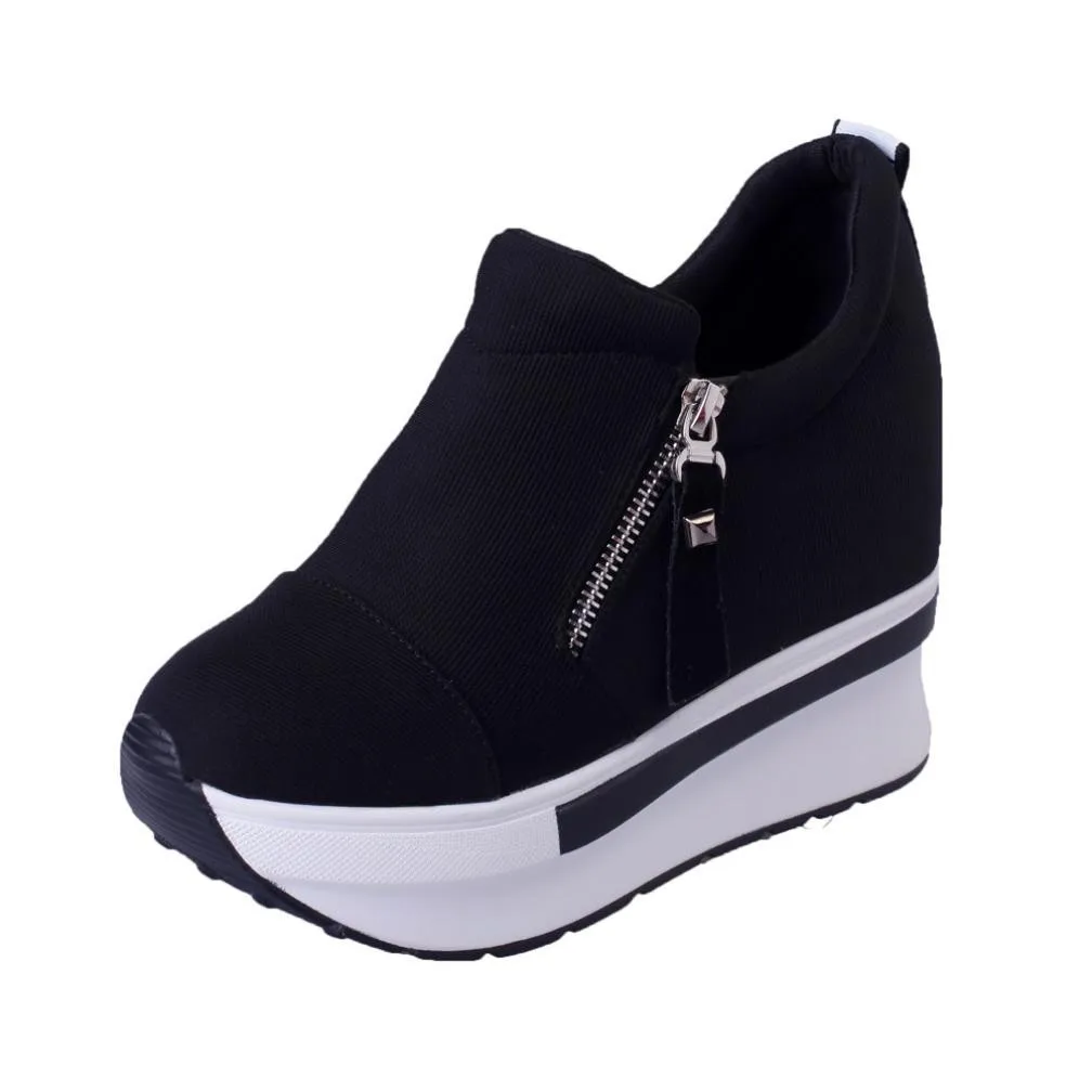 

New Casual Outdoor Toe Flat High Quality Solid Women Wedges Boots Platform Shoes Slip On Ankle Boots Fashion Casual Shoes 2019