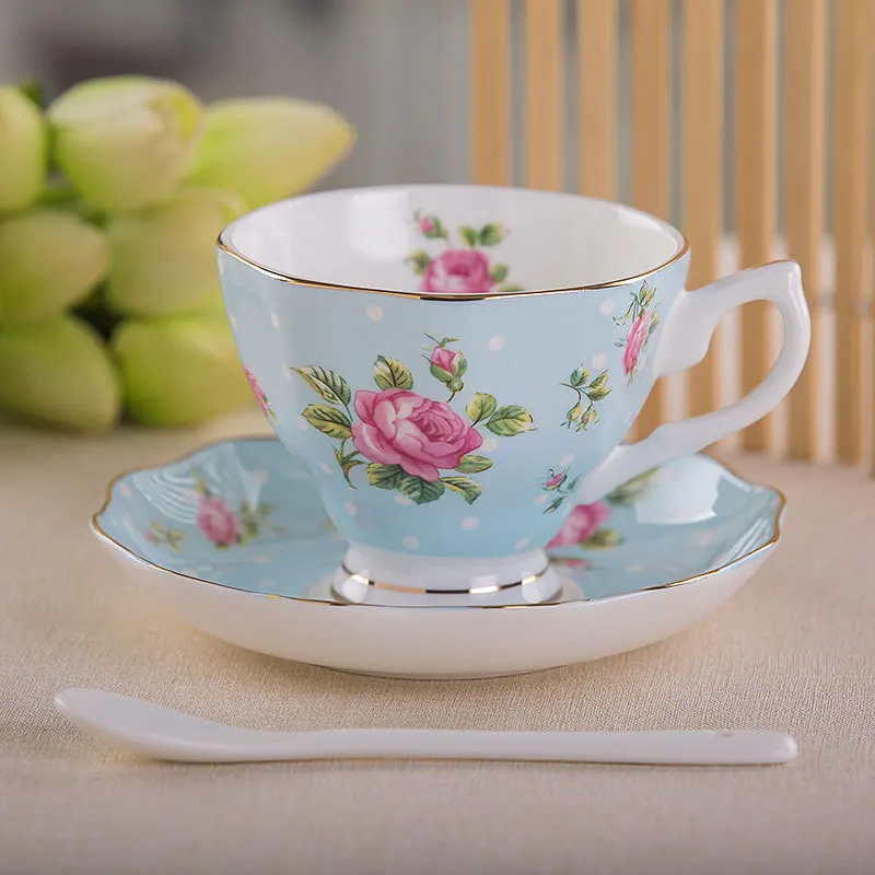 Creative Bone Porcelain Printing Coffee Set, Upscale Cafe Cup, British