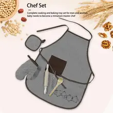 Детский набор детских фартуков, 11 шт., набор для выпечки с поварский фартук кулинарные рукавицы и посуда, большой карман, Кухонный Фартук для выпечки, фартук