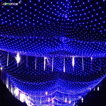 

AC110V US Plug 2M*1.5M 120 LED Net String Light Christmas Wedding Garland Party Mesh Fairy Lights 8 Mode Control With tail Plug