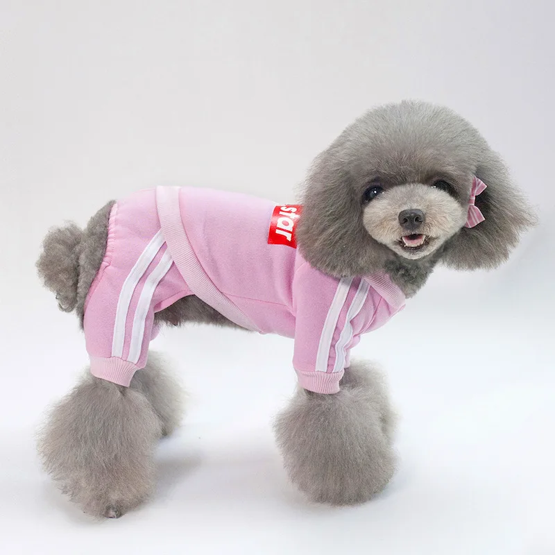Милая Одежда для собак, спортивные комбинезоны для собак, Зимняя Теплая Одежда для питомцев, одежда для щенков, чихуахуа, Shih tzu, комбинезон для собак, S-XXL - Цвет: Розовый