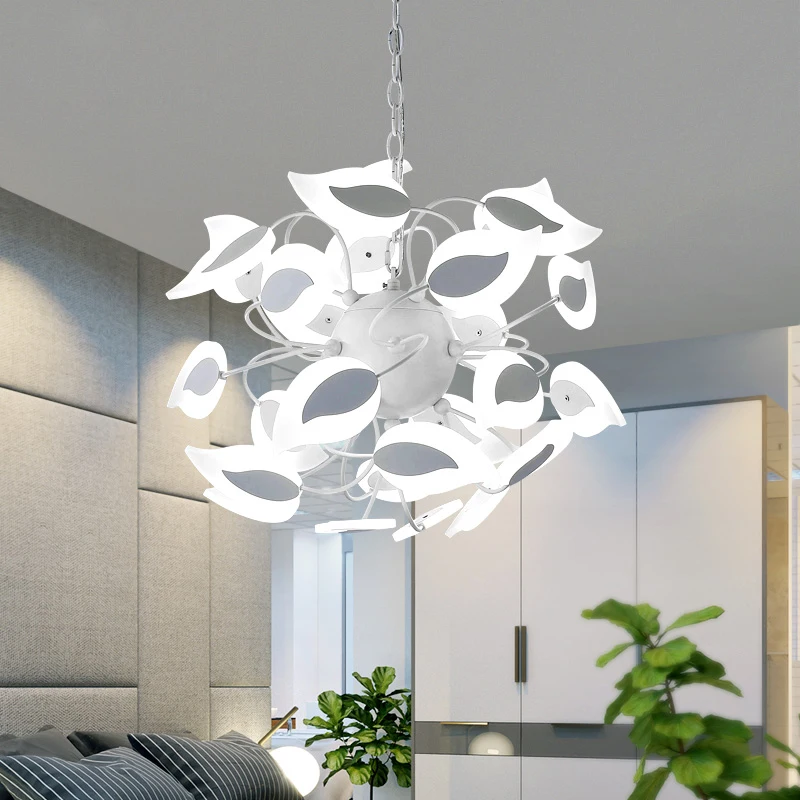 Us 398 94 43 Off Modern Acrylic Leaf Led Chandelier Lighting Dining Room Dimmable Pendant Chandeliers Lights Bedroom Suspension Lamp Fixtures In