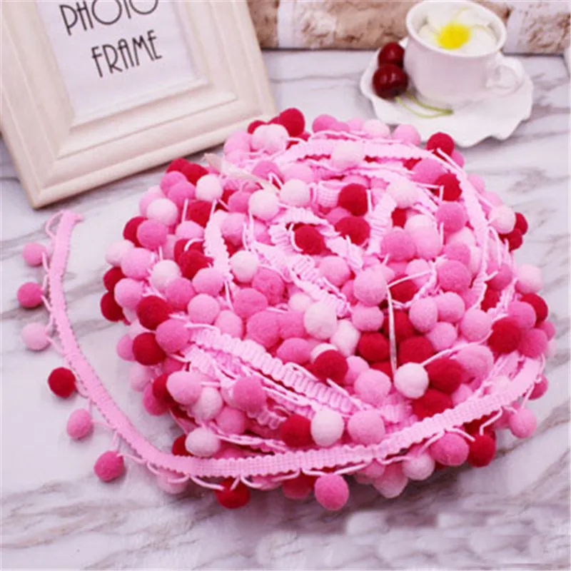 Lace Fabric Sewing Accessories Pompom Trim Pom Pom Decoration Tassel Ball Fringe Ribbon DIY Craft Accessories Material Apparel