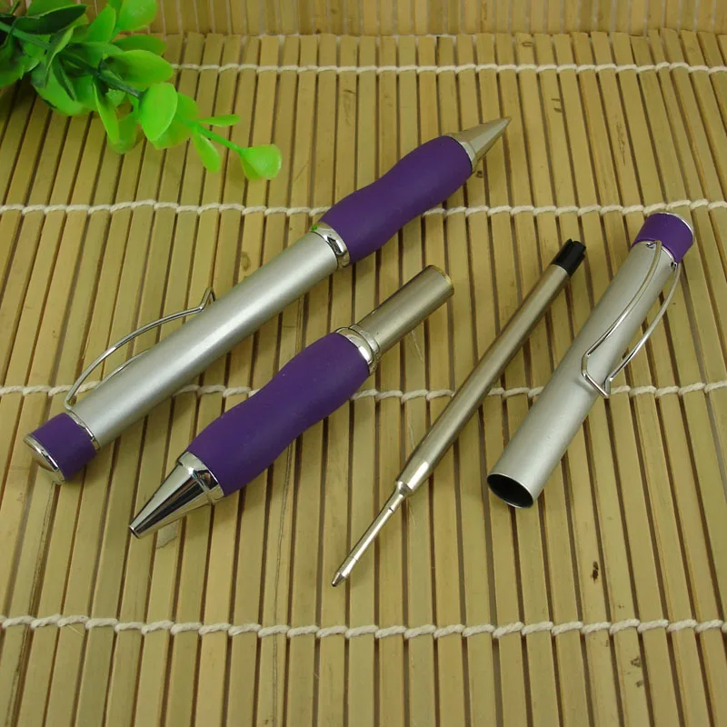 Soft rubber grip Ballpoint Pen 31g Metal Heavy Pen Silver and Purple Retractable Pens for Lady's Gifts Office Writing Instrument