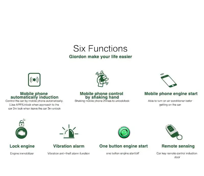 Auto Remote Start Alarm Phone Control Car Alarm System Keyless Entry PKE RFID Lock Lgnition Start Stop By Smart Key