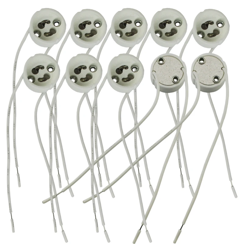 10PCS LED Strip Connector GU10 Socket For Halogen Ceramic Light Bulb Lamps Holder Base Wire Connector lamp holder diy ceramic h4 socket bulb connector orange white 2 pcs