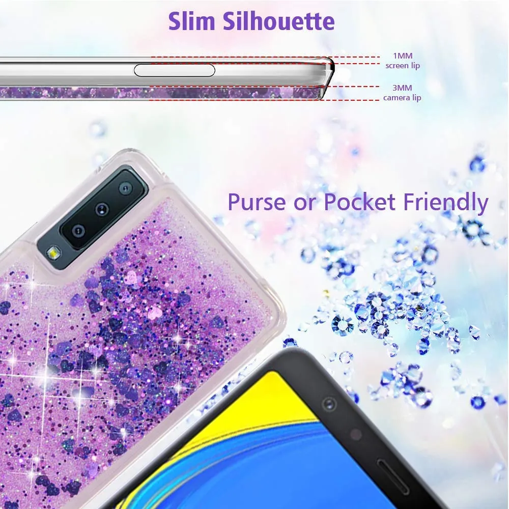 Liquid Case For Samsung Galaxy A7 2018 A750 Case Luxury Glitter Heart Liquid Soft Phone Cases For Samsung A750 A7 2018 SM-A750F  (1)