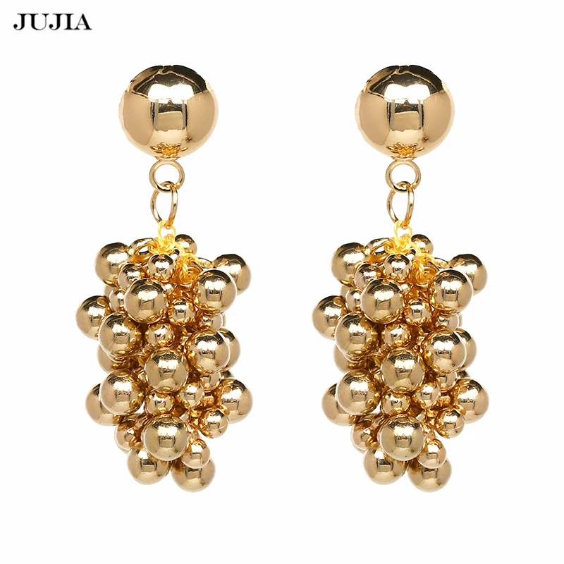 

JUJIA New Fashion Style High Quality Earrings Statement Big Metal Ball Drop Earrings For Women Wholesale
