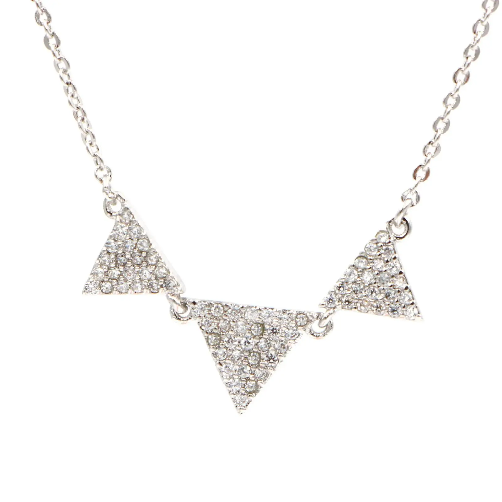 HeeZen Classic 3 Triangle Necklace Pendant with Plated Silver Chain
