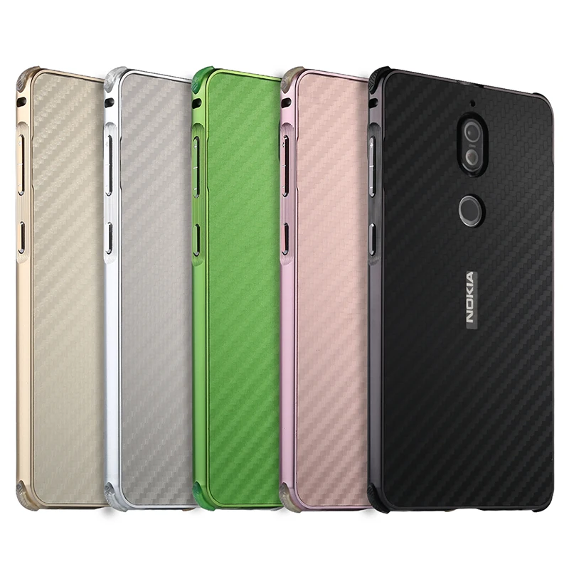

Nokia7 Case Luxury Aluminum Metal Frame Bumper Case For Nokia 7 Carbon Fiber Back Cover for Nokia 7 Phone Cover Case 5.2''