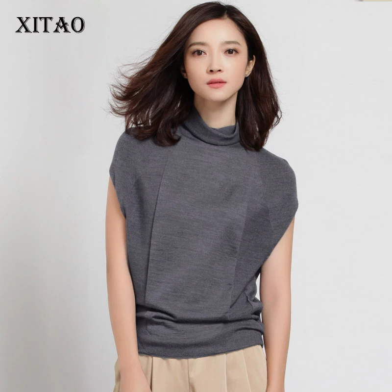 

XITAO Wool Soft Elastic Sweaters Pullovers Turtleneck Short Sleeve Autumn Women Cashmere Sweater Female Brand Jumpers HHB-002