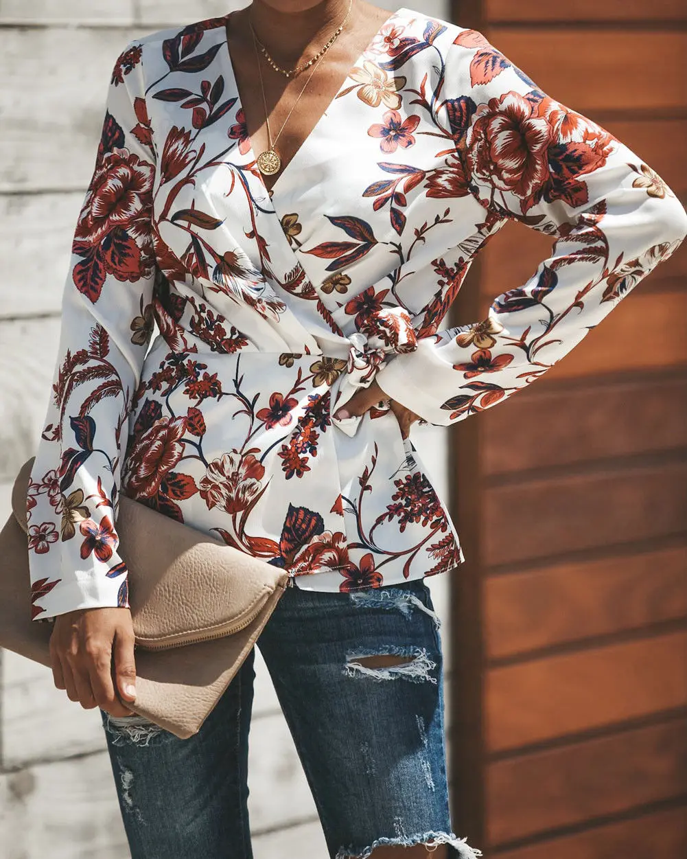 

Autumn Fashion Womens Long Sleeve Bodycon Flower Slim Blouse Casual Shirt Tops Shirts Clothes V-neck Sashes Soft Skinny Clothing