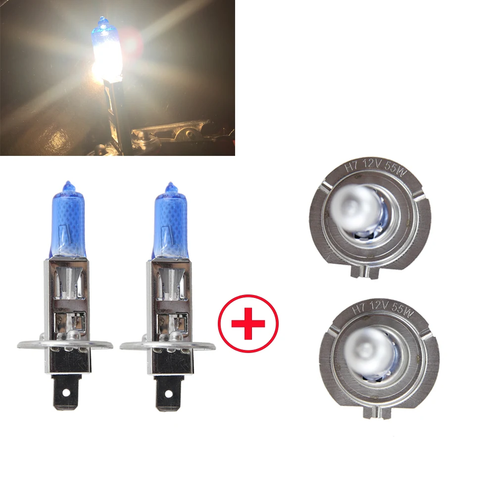 

4pc/lot 6500K White H7 Halogen Bulb 12v 55W Low Beam H1 Halogen Bulb High Beam Super Vison Ultra Car Headlight Auto Lamp