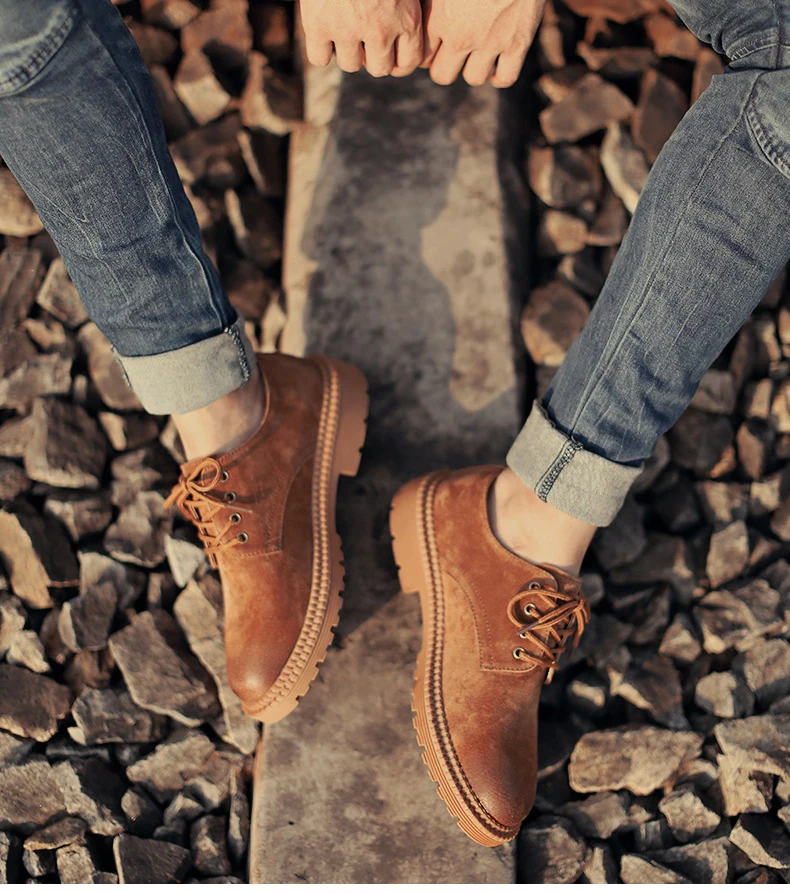 Брендовая мужская обувь, высокое качество, осенняя мужская обувь на плоской подошве, мягкая коричневая Мужская прогулочная обувь в стиле ретро, Мужская дышащая обувь из натуральной кожи в деловом стиле