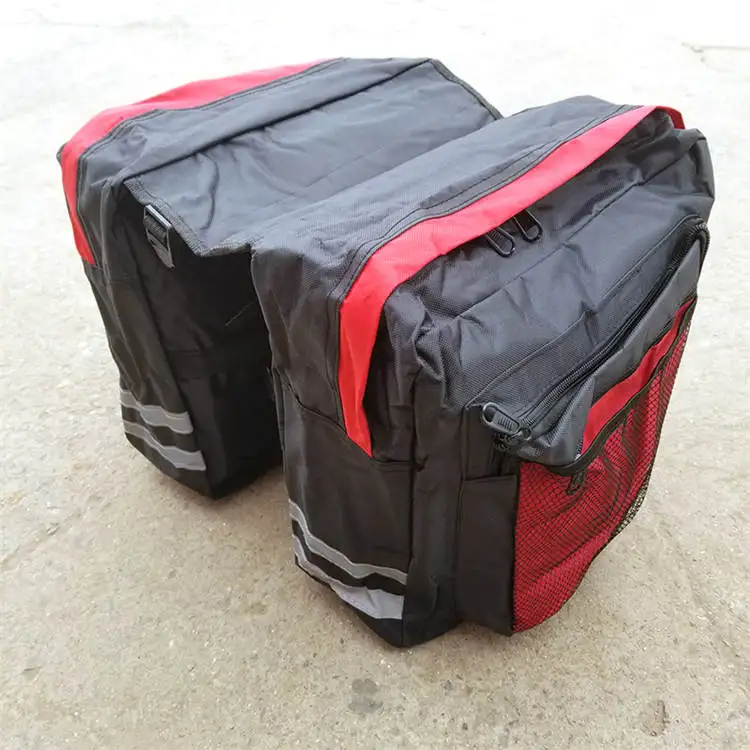 Нейлоновая велосипедная сумка на заднее сиденье, Большая вместительная велосипедная седельная сумка, двойной чехол, MTB дорожный велосипед, сумка на багажник, аксессуары для верховой езды - Цвет: Красный