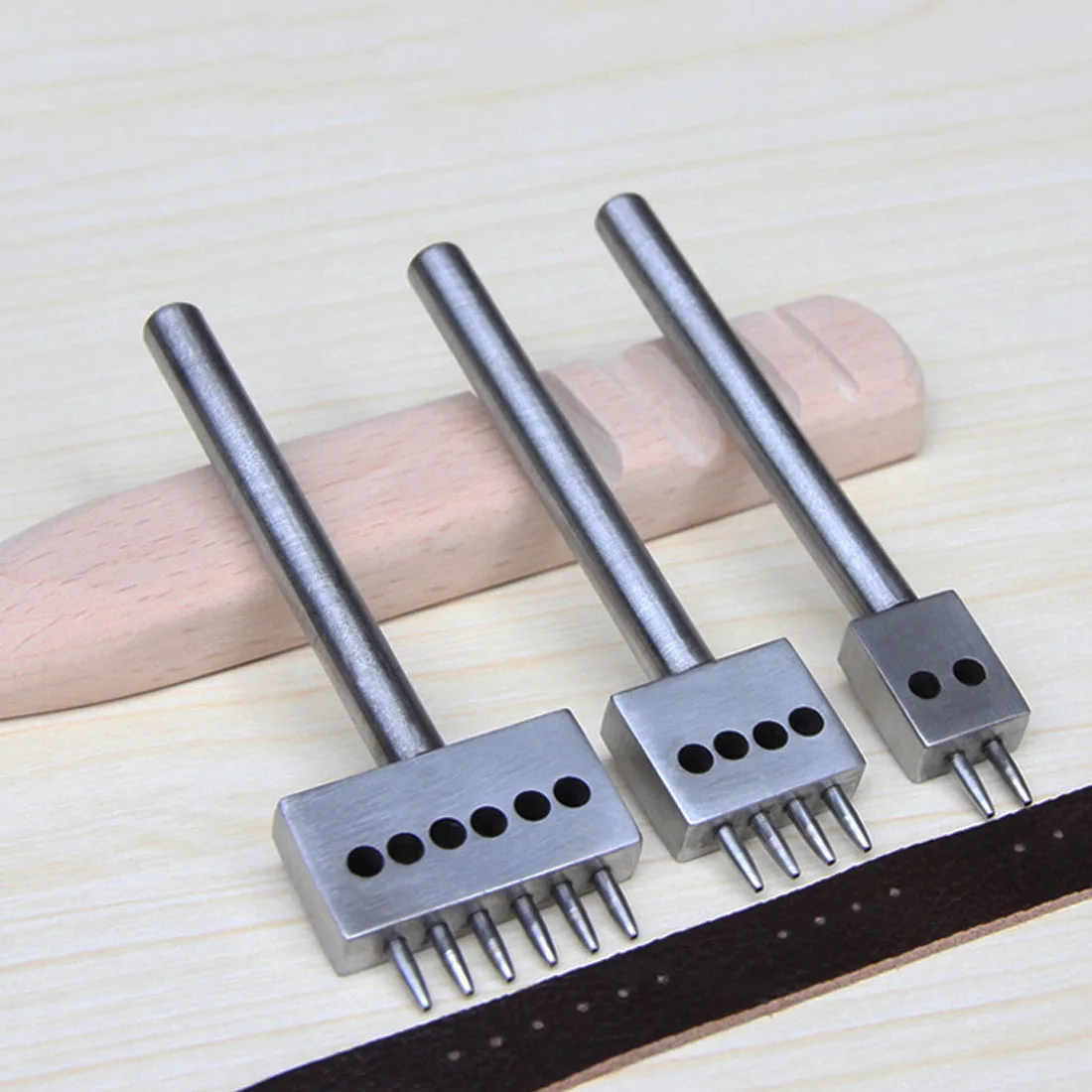 Round Row Punch Drilling Tools 2/4/6 Prong Leather Craft Hole 4mm Leather Spacing Hole Tool 1mm Hole Diameter Punch Tools