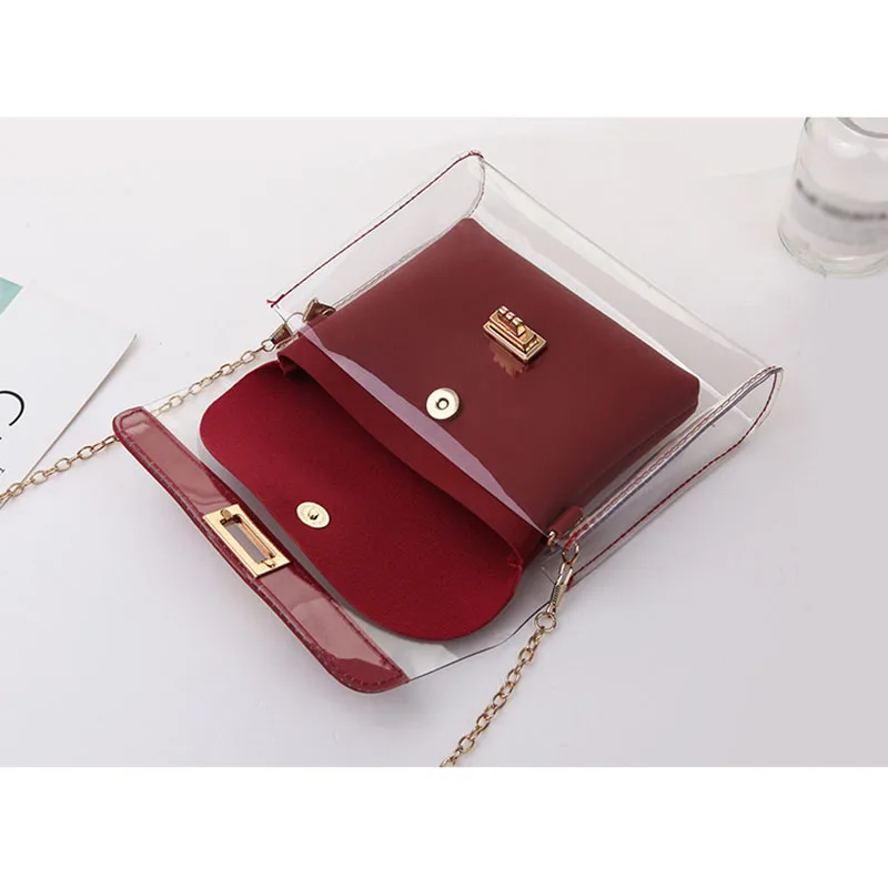 

Transparent Single Shoulder Bag Handbag 2 Pieces Set Bag Plug Lock Bags for Women MSJ99