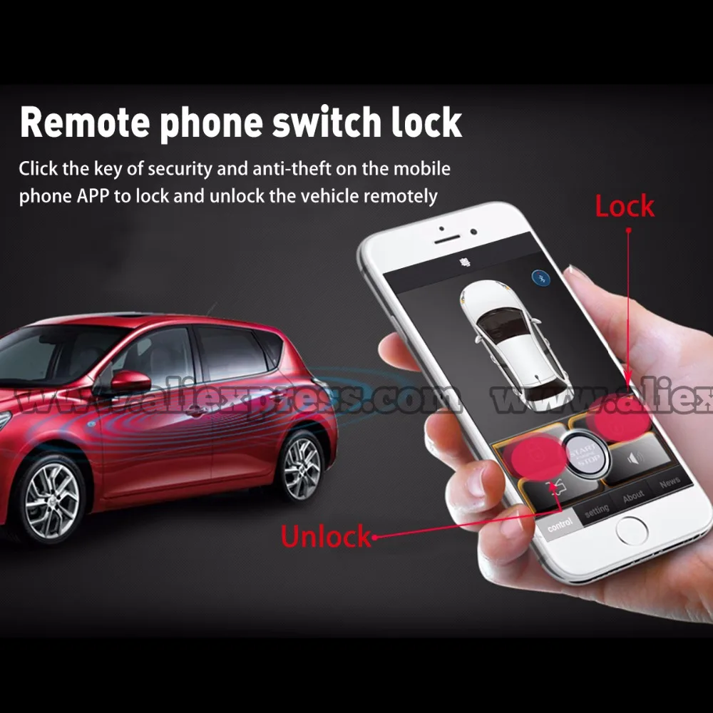 

Smart key PKE Smartphone car alarm system compatible with ios and android phone car Smartengine start stop system remote