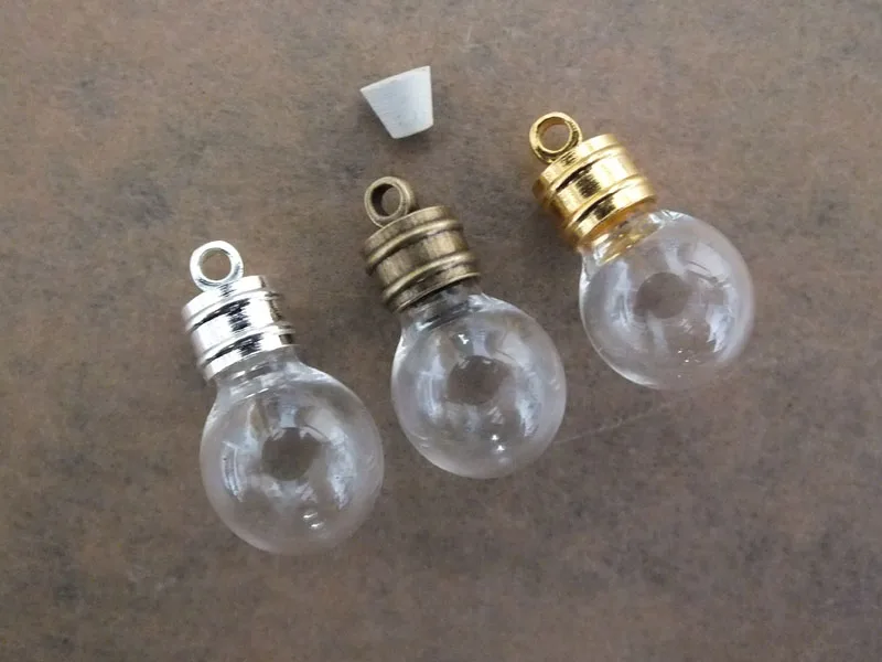 

Free ship!! Lot mixed color can choose glue cap & Round all empty glass bottle necklace pendant 23x12mm