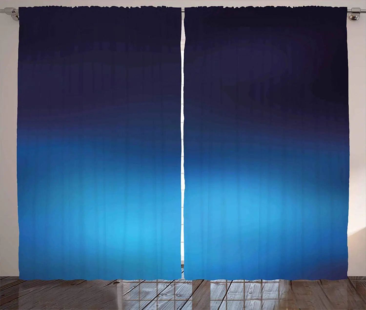 

Navy Curtains Ombre Style Deep Sea Ocean Underwater Themed Digital Colored Graphic Design Art Print Living Room Bedroom Window